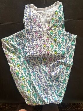 Roller Rabbit Disco Mermaid Monkey Long Sleeve Pajamas Size Small